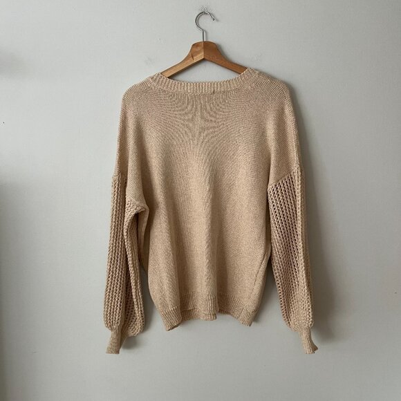 Summum Woman Amsterdam Beige Cotton Blend V-Neck Sweater Women's Size Large - Picture 8 of 10